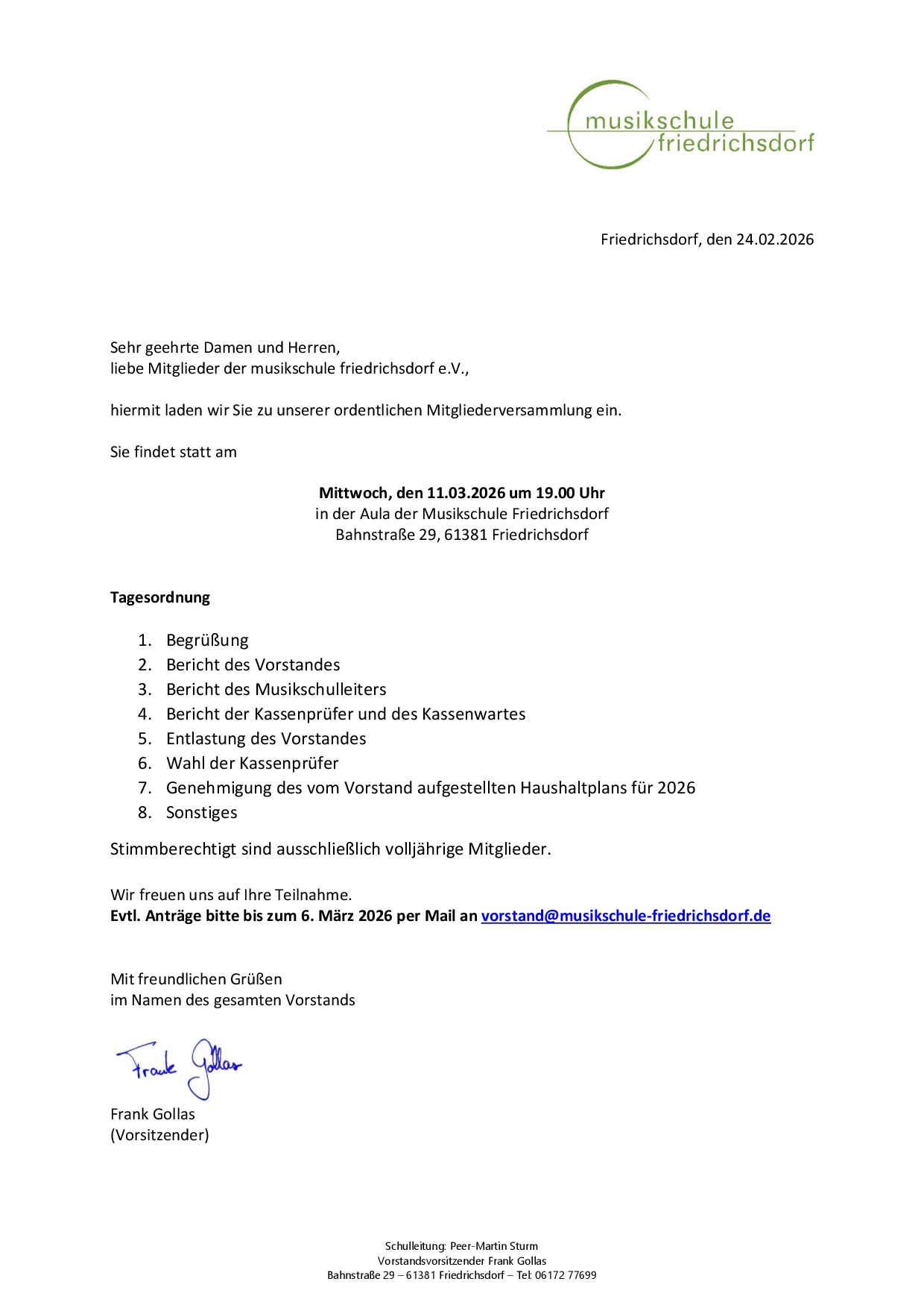 Einladung Mitgliederversammlung 11.03.2026